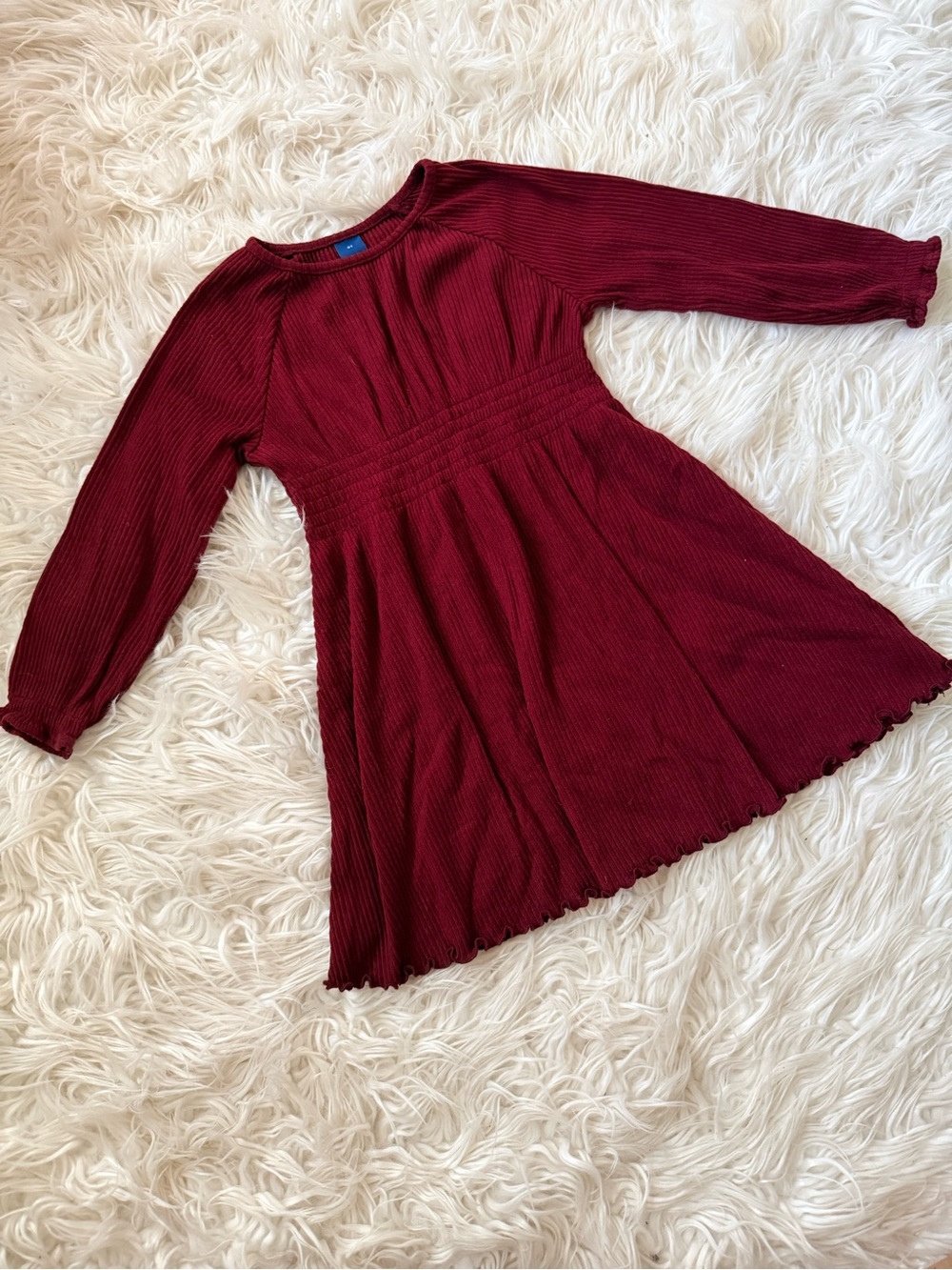 Old Navy Girls Ribbed Dress in Burgundy - 3T
